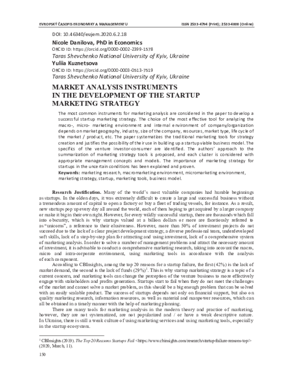 (PDF) Market Analysis Instruments in the Development of the Startup ...