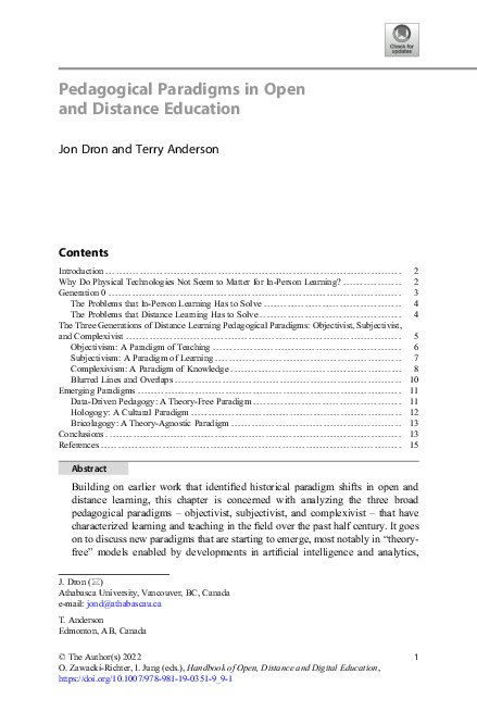 (PDF) Pedagogical Paradigms in Open and Distance Education