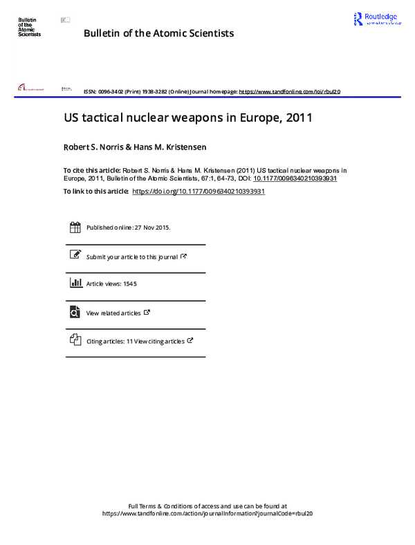 (PDF) US tactical nuclear weapons in Europe, 2011