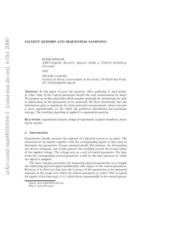 (PDF) MaxEnt queries and sequential sampling