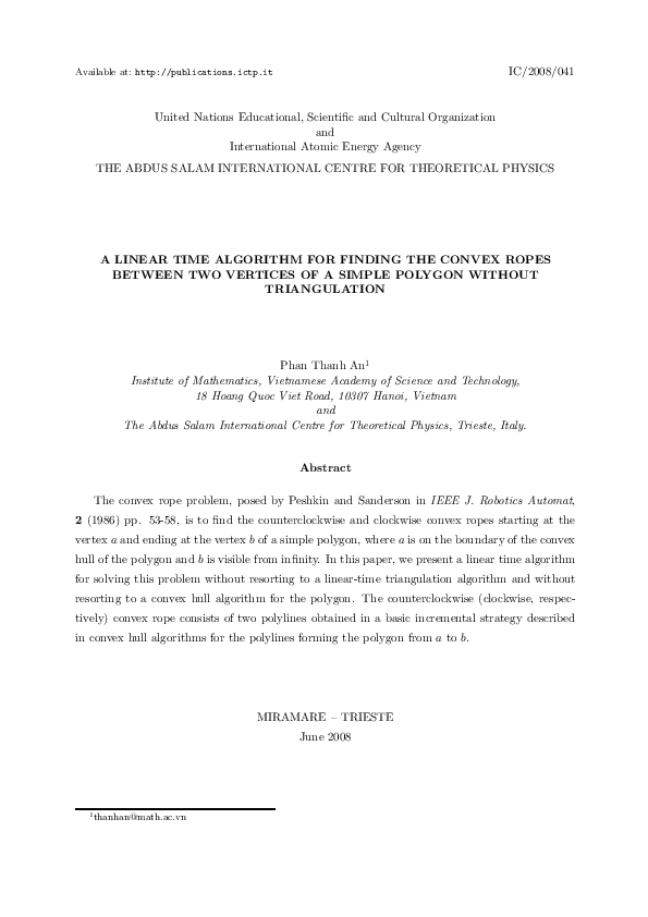 (PDF) A Linear Time Algorithm for Finding the Convex Ropes Between Two ...