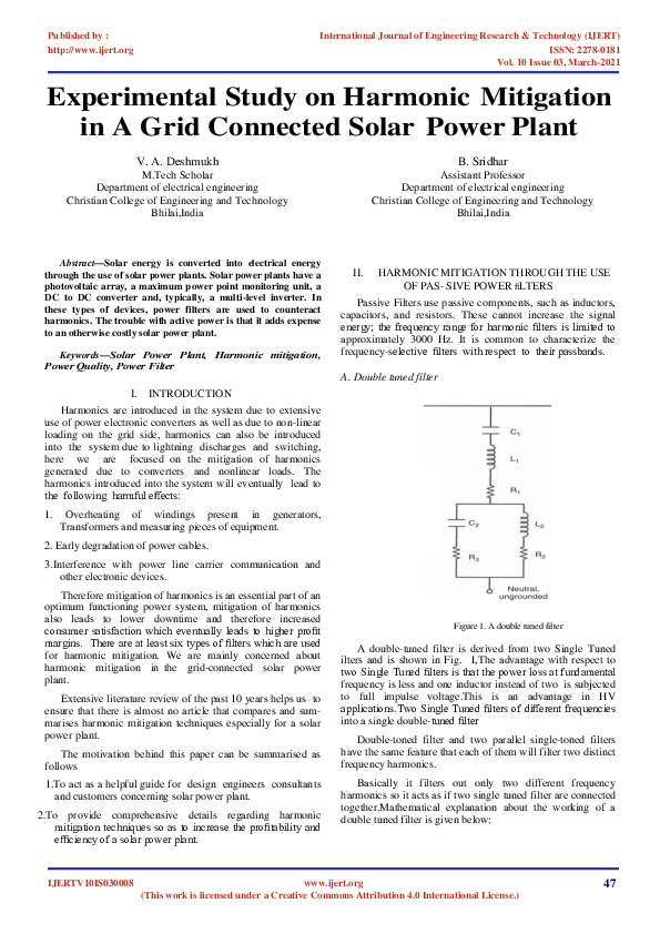 (PDF) Experimental Study on Harmonic Mitigation in a Grid Connected ...