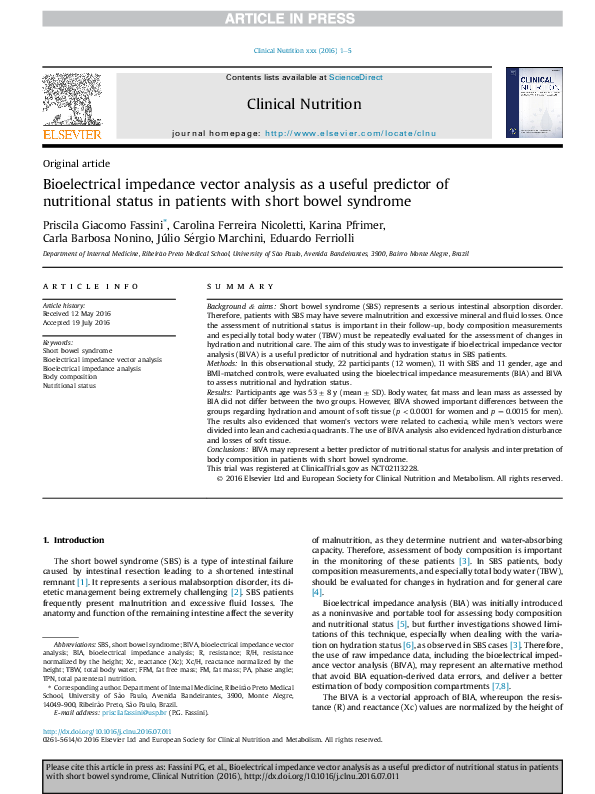 (PDF) Bioelectrical impedance vector analysis as a useful predictor of ...
