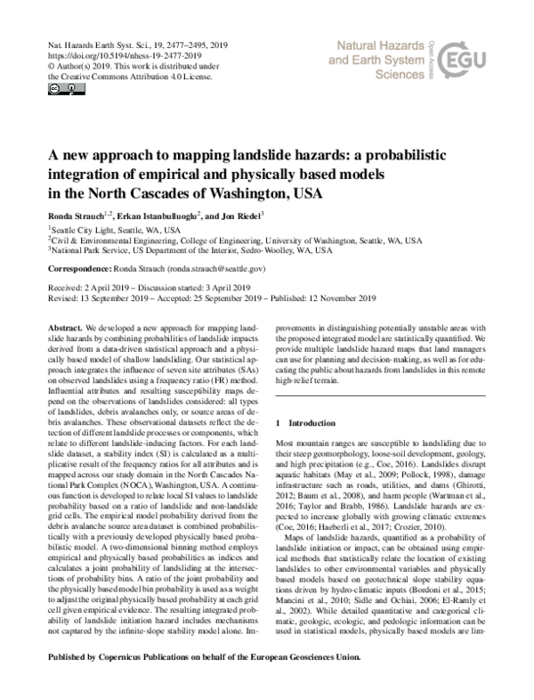 (PDF) A new approach to mapping landslide hazards: a probabilistic ...