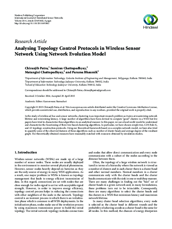 (PDF) Analysing Topology Control Protocols in Wireless Sensor Network ...