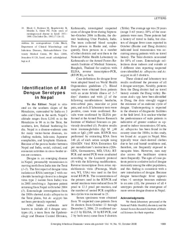 (PDF) Identification of All Dengue Serotypes in Nepal