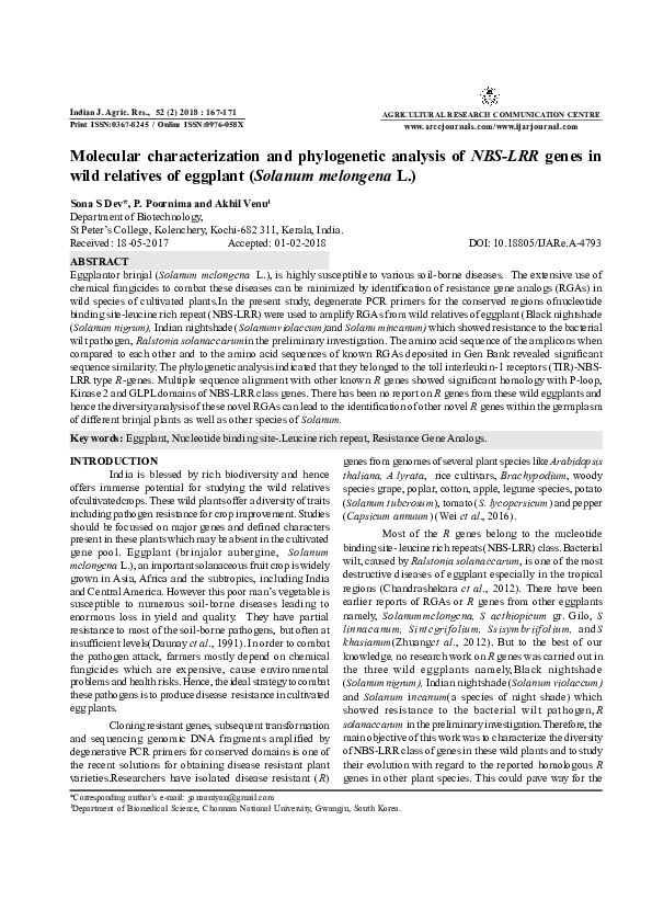(PDF) Molecular characterization and phylogenetic analysis of NBS-LRR ...
