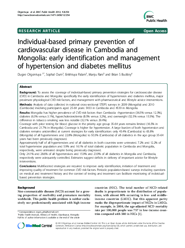(PDF) Individual-based primary prevention of cardiovascular disease in ...