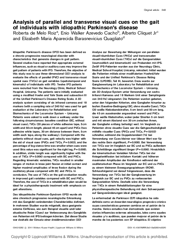 (PDF) Analysis of parallel and transverse visual cues on the gait of ...