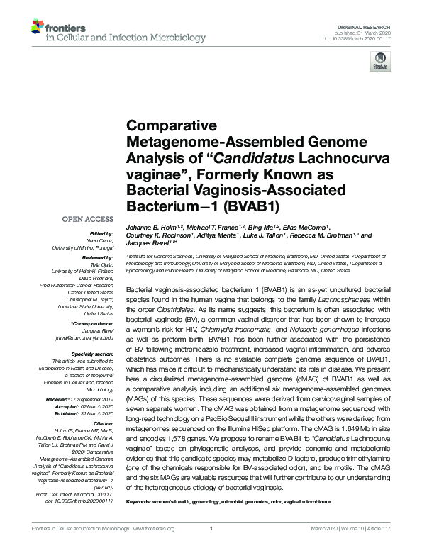 (PDF) Comparative Metagenome-Assembled Genome Analysis of “Candidatus ...
