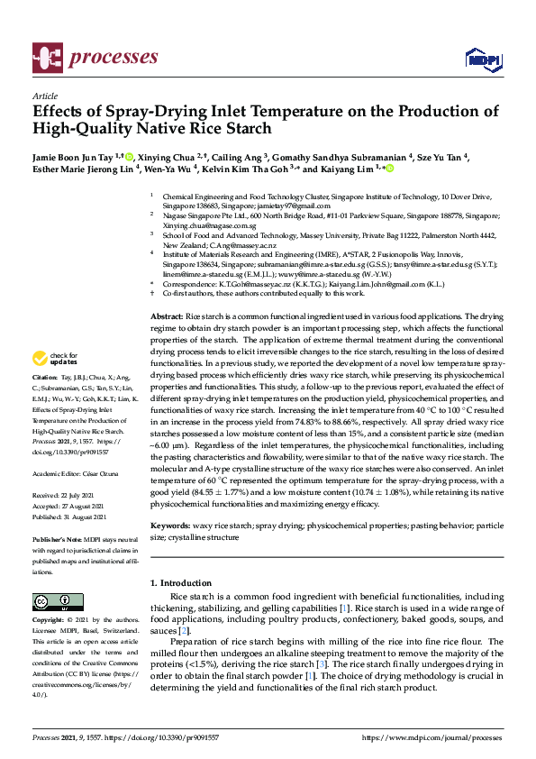(PDF) Effects of Spray-Drying Inlet Temperature on the Production of ...