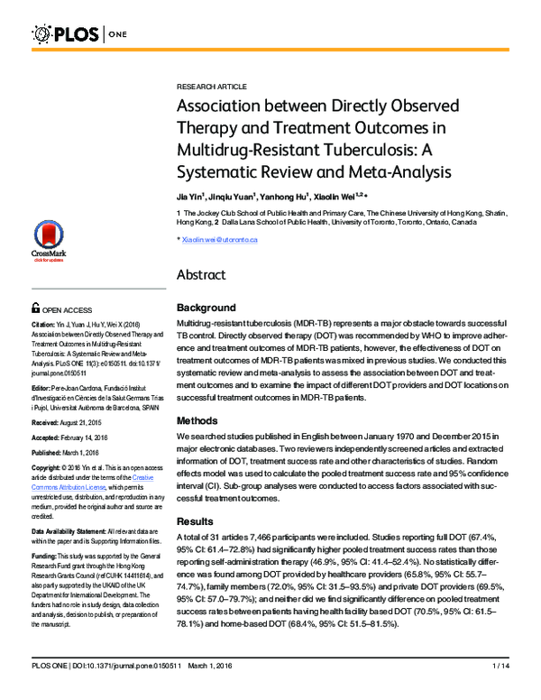 (PDF) Association between Directly Observed Therapy and Treatment