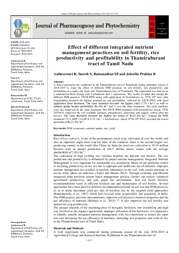 (PDF) Effect of different integrated nutrient management practices on ...
