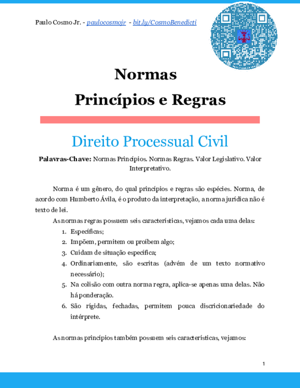 (PDF) Normas Princípios e Regras Paulo Cosmo Jr. Academia.edu