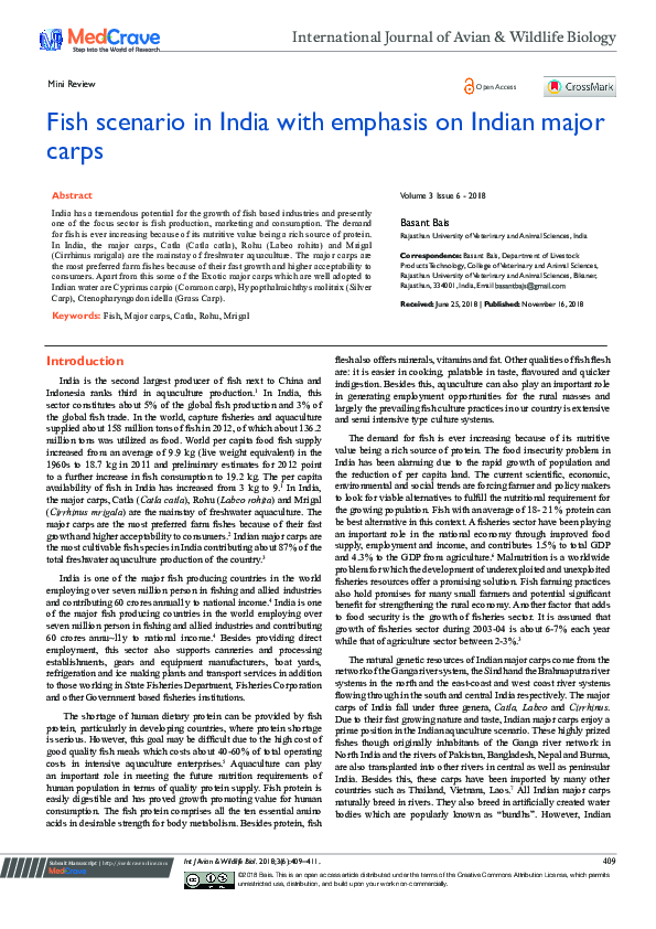 (PDF) Fish scenario in India with emphasis on Indian major carps