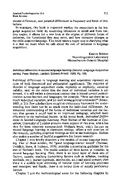 Pdf Individual Differences In Second Language Learning Second Pdf Individual Differences In Second Language Learning Second