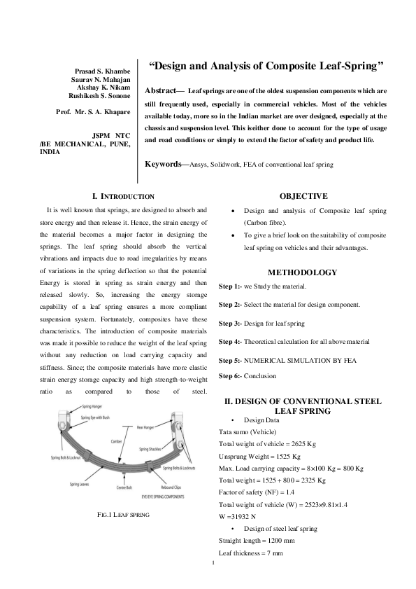 (PDF) Design and Analysis of Composite Leaf Spring