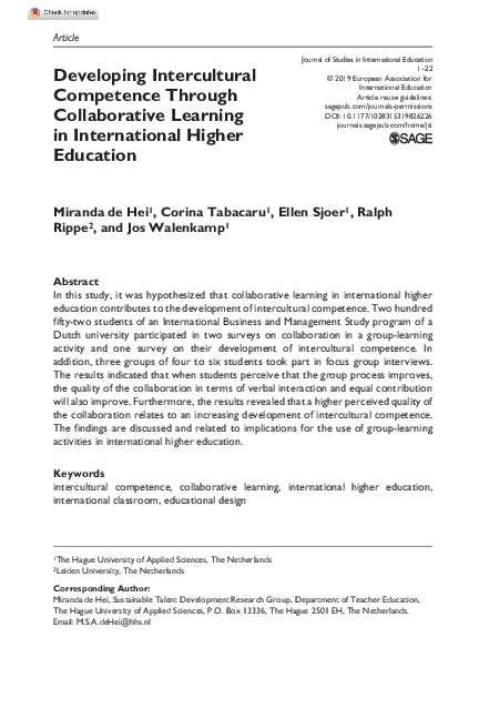 (PDF) Developing intercultural competence through global link ...