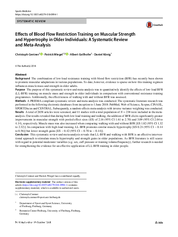 (PDF) Effects of Blood Flow Restriction Training on Muscular Strength ...