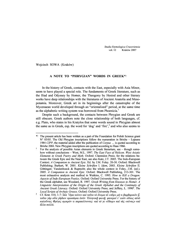 (PDF) A Note to “Phrygian” Words in Greekt*P )