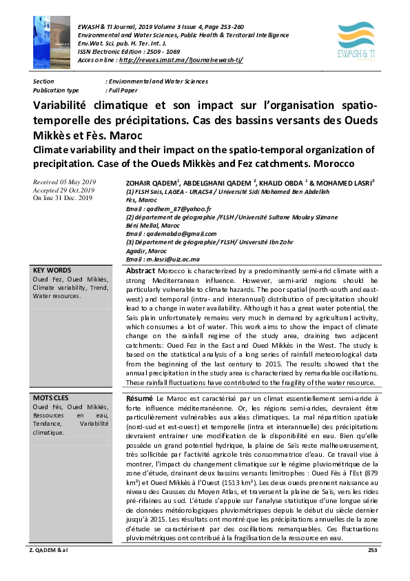 (PDF) Climate variability and their impact on the spatio-temporal ...