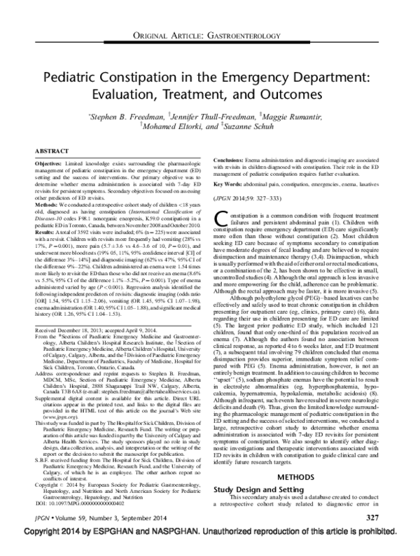 (PDF) Pediatric Constipation in the Emergency Department