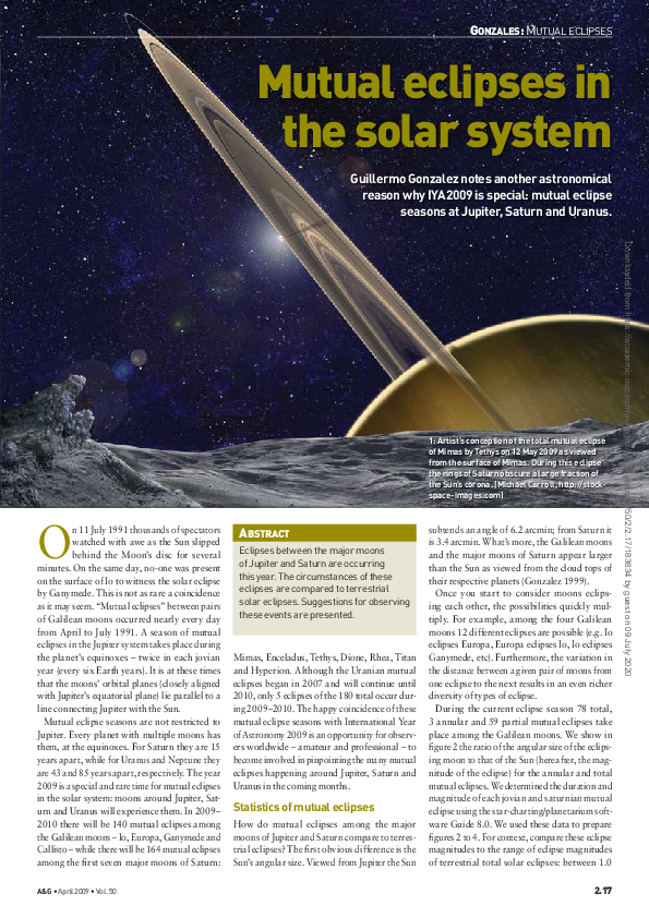 (PDF) Mutual eclipses in the solar system