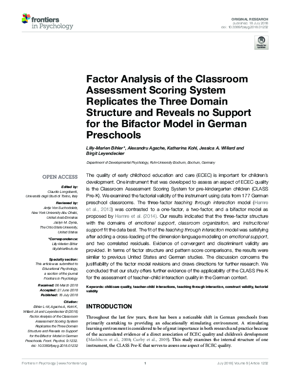 (PDF) Factor Analysis of the Classroom Assessment Scoring System ...