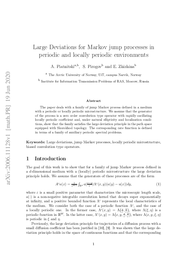(PDF) Large Deviations for Markov jump processes in periodic and ...