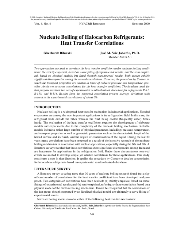 (PDF) Nucleate Boiling of Halocarbon Refrigerants Heat Transfer