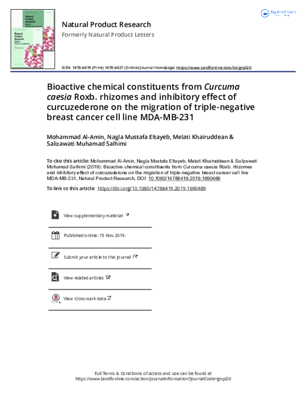 (PDF) Bioactive chemical constituents from Curcuma caesia Roxb ...