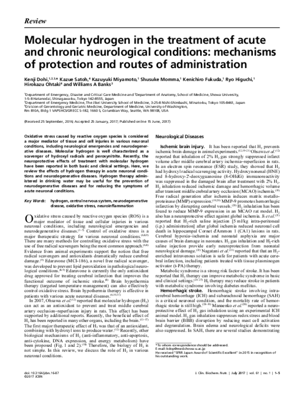 (PDF) Molecular hydrogen in the treatment of acute and chronic ...
