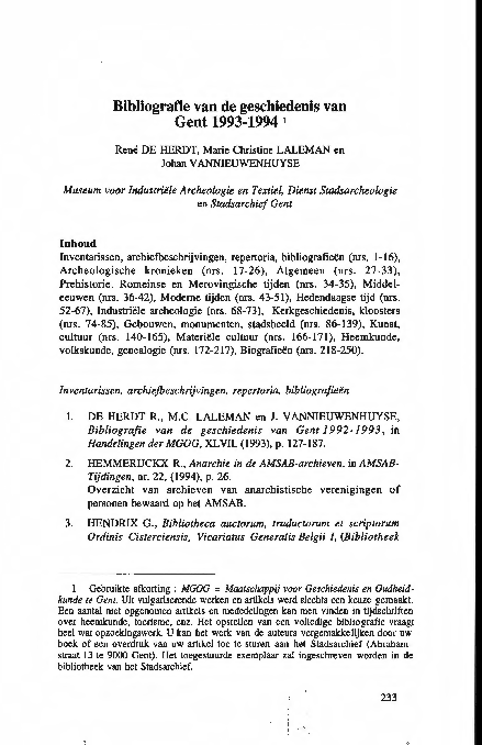 (PDF) Bibliografie van de geschiedenis van Gent 1993-1994 | Marie ...