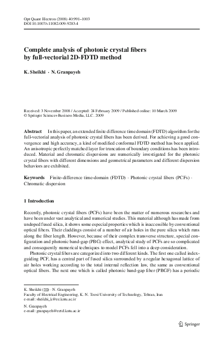 (PDF) Complete analysis of photonic crystal fibers by full-vectorial 2D ...