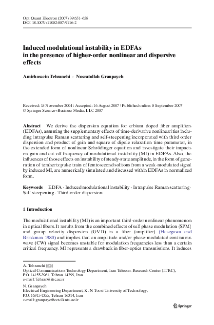 (PDF) Induced modulational instability in EDFAs in the presence of ...