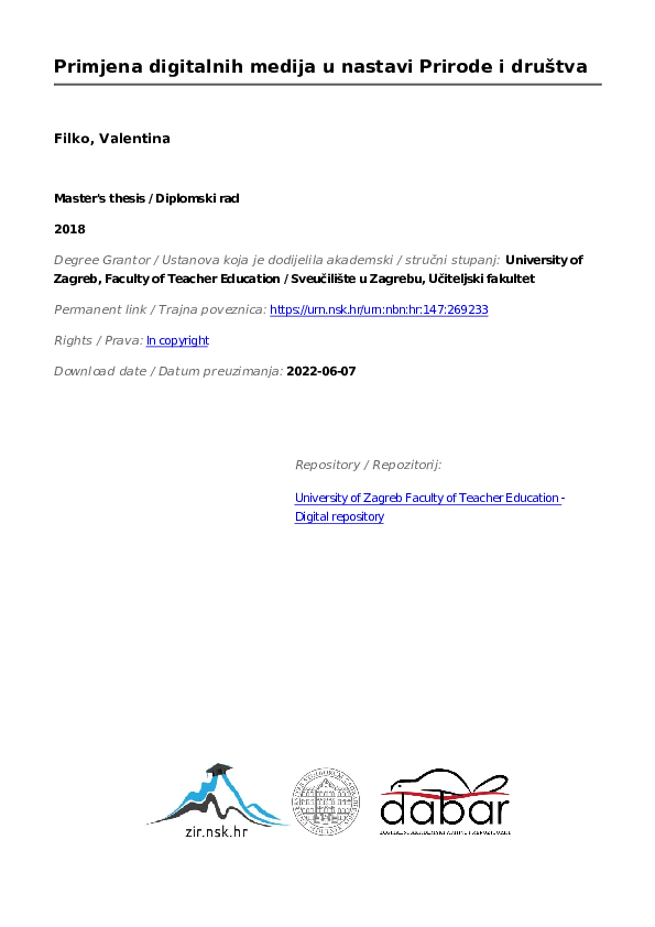 (PDF) Primjena digitalnih medija u nastavi Prirode i društva