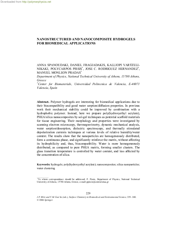 (PDF) Nanostructured and nanocomposite hydrogels for biomedical ...