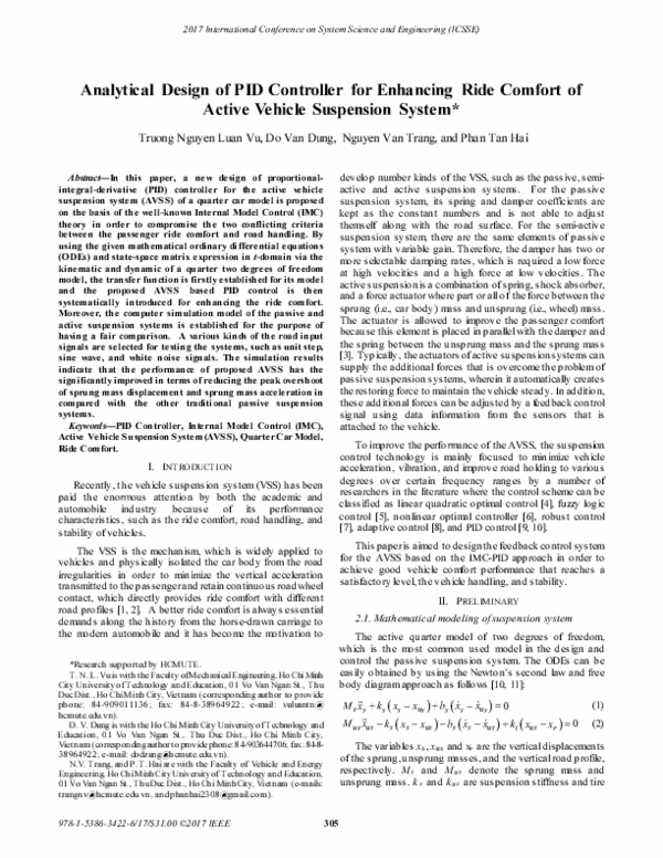 (PDF) Analytical design of PID controller for enhancing ride comfort of ...
