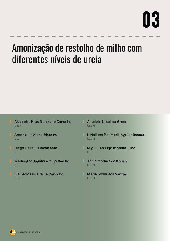 (PDF) Amonização De Restolho De Milho Com Diferentes Níveis De Ureia