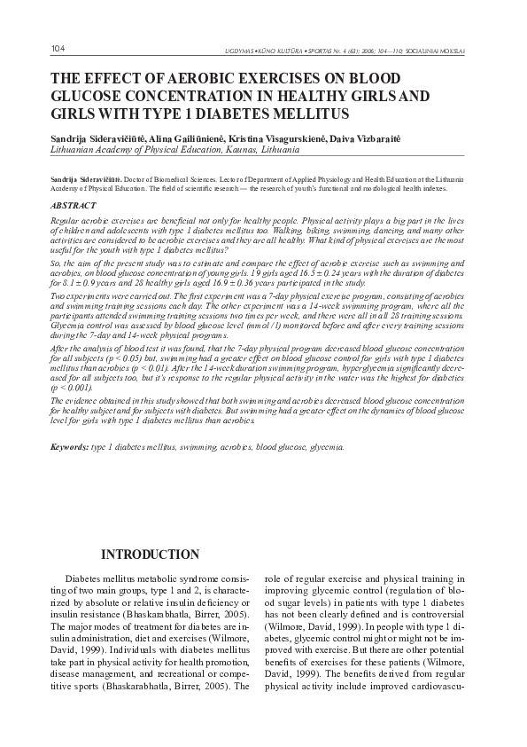 (PDF) The Effect of Aerobic Exercises on Blood Glucose Concentration in ...
