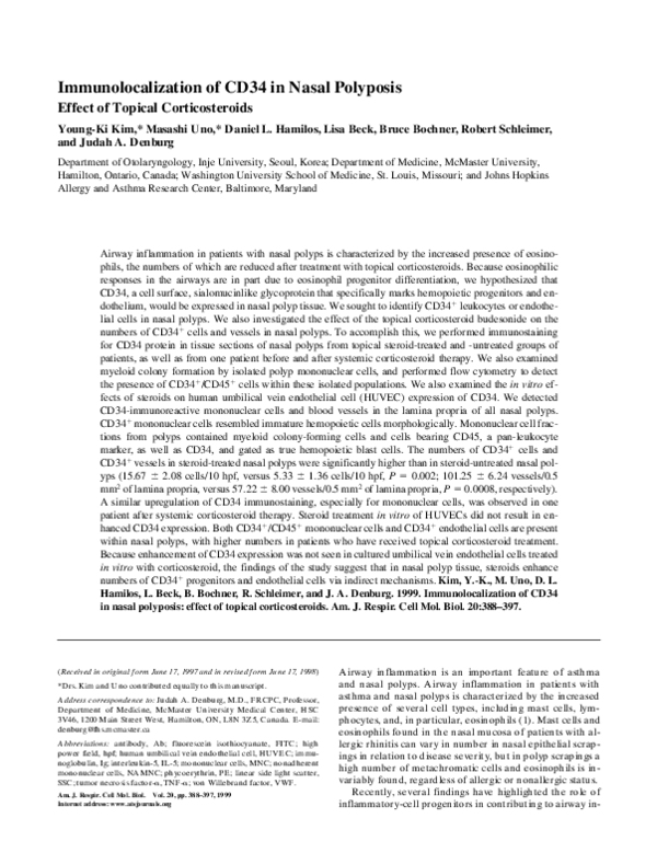 (PDF) Immunolocalization of CD34 in Nasal Polyposis