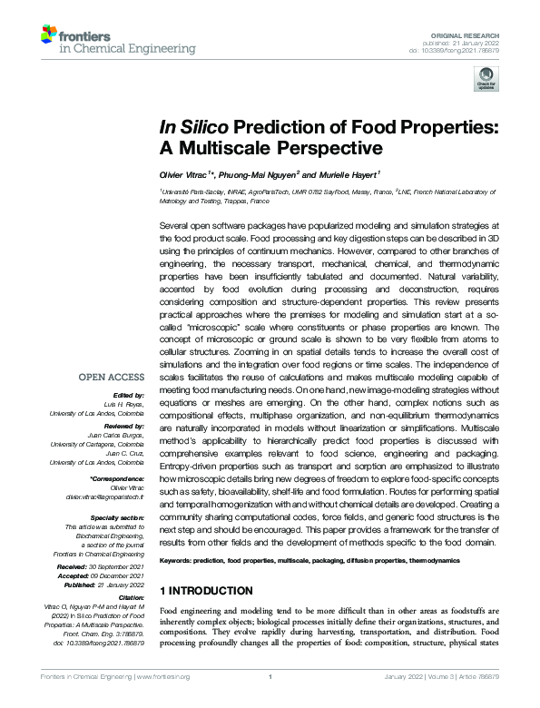 (PDF) In Silico Prediction of Food Properties: A Multiscale Perspective