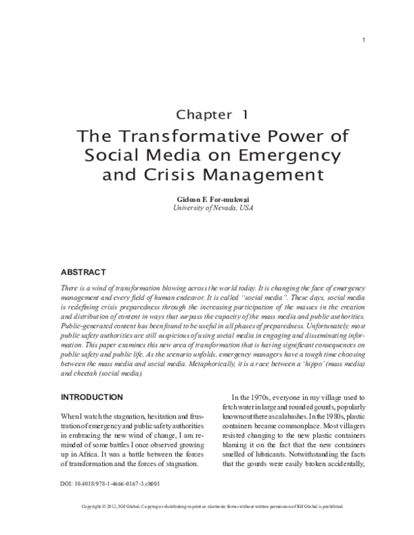 (PDF) The Transformative Power of Social Media on Emergency and Crisis ...