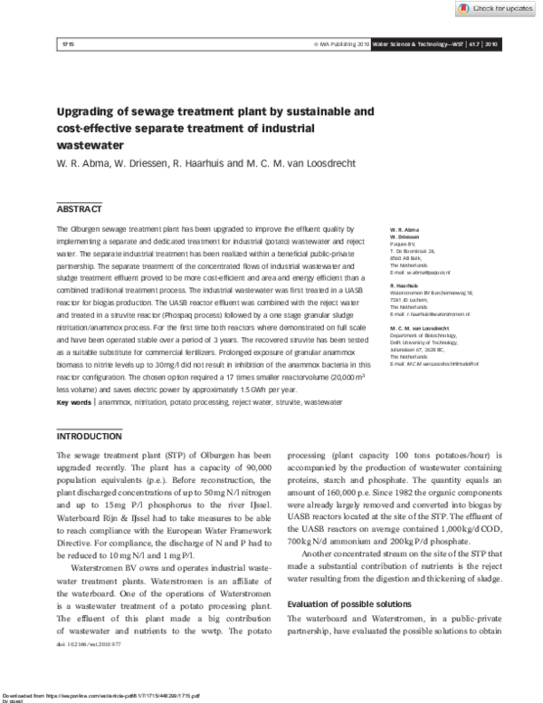 (PDF) Upgrading of sewage treatment plant by sustainable and cost ...