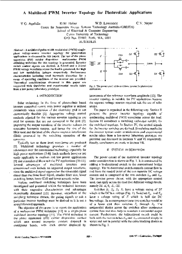 (PDF) A multilevel PWM inverter topology for photovoltaic applications