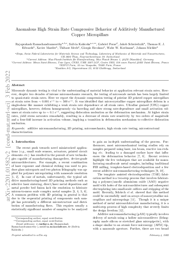 (PDF) Anomalous high strain rate compressive behavior of additively ...