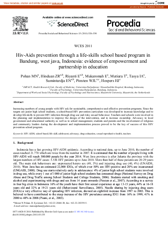 (PDF) Hiv-Aids prevention through a life-skills school based program in ...