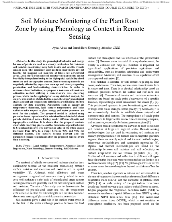 (PDF) Soil Moisture Monitoring of the Plant Root Zone by Using ...