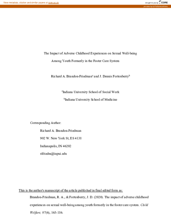 (PDF) The Impact of Adverse Childhood Experiences on Sexual Well Being ...