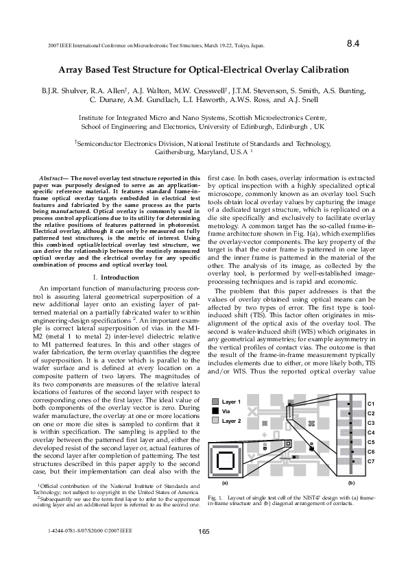 (PDF) Array based test structure for optical-electrical overlay calibration